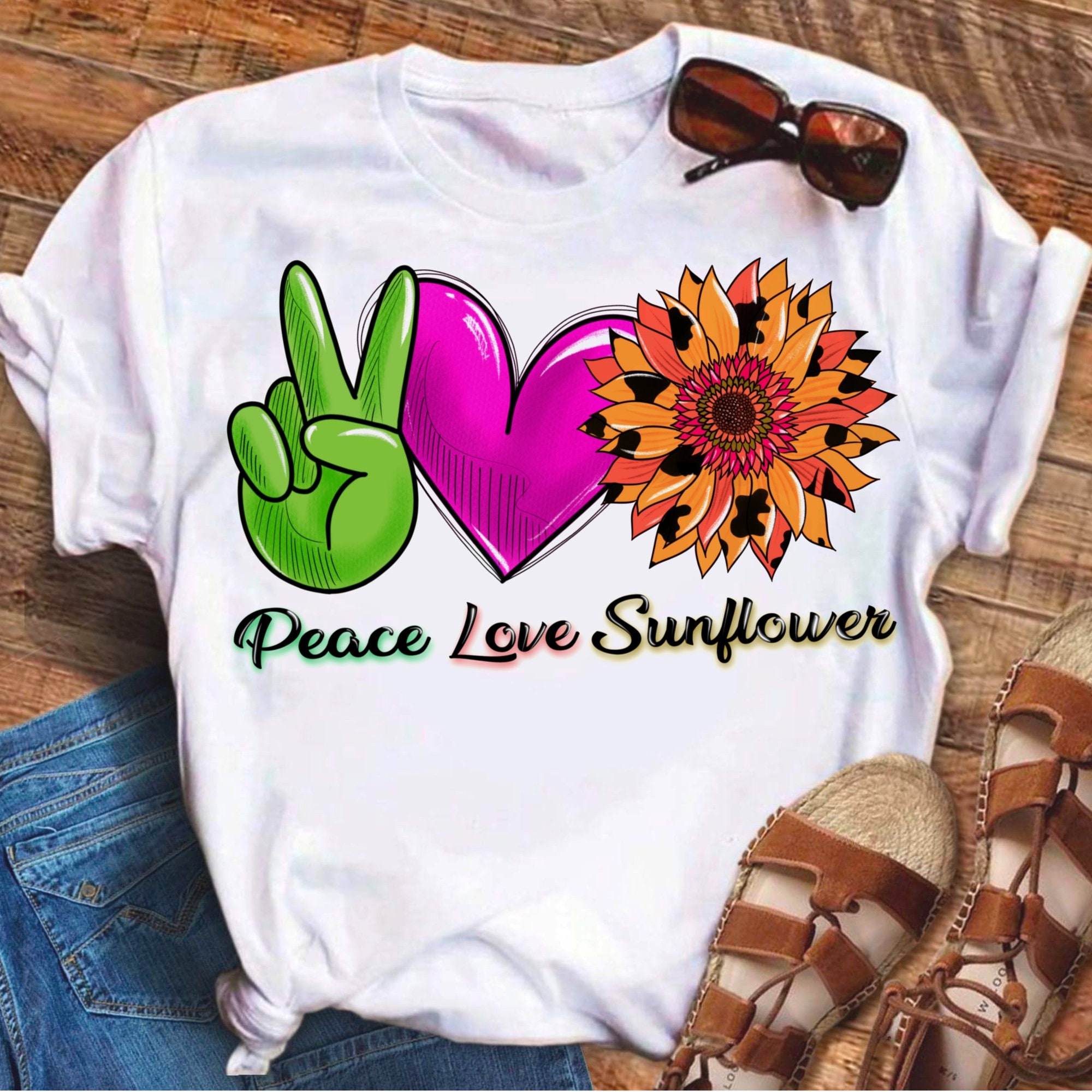 Peace Love Sunshine Sublimation Png Download Sunflower | Etsy