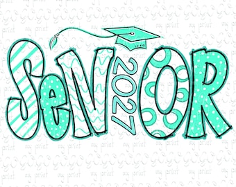 Senior 2027 PNG, Mint Graduation Design, Class of 2027