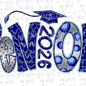 Senior png Senior 2026 png Class of 2026 sublimation designs Navy blue and silver Trendy clipart Graduation png Digital download