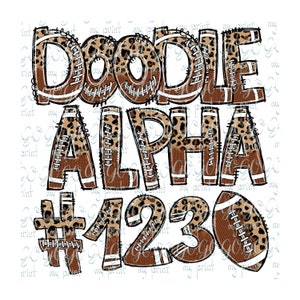 May include: Doodle Alpha #1230 in brown and black leopard print with a football design.