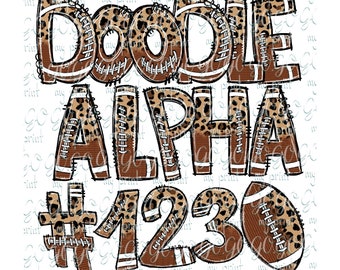 Alphabet png files American football font Numbers font Doodle letters png Hand drawn Sports alphabet Alpha pack sublimation Digital download