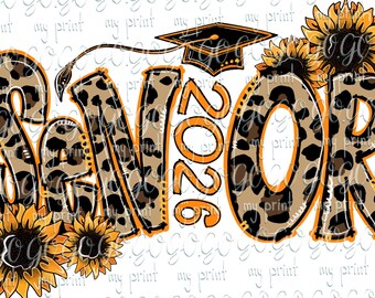 Senior png Senior 2026 png Leopard Cheetah trendy Class of 2026 sublimation designs Graduation png Westrrn Digital download