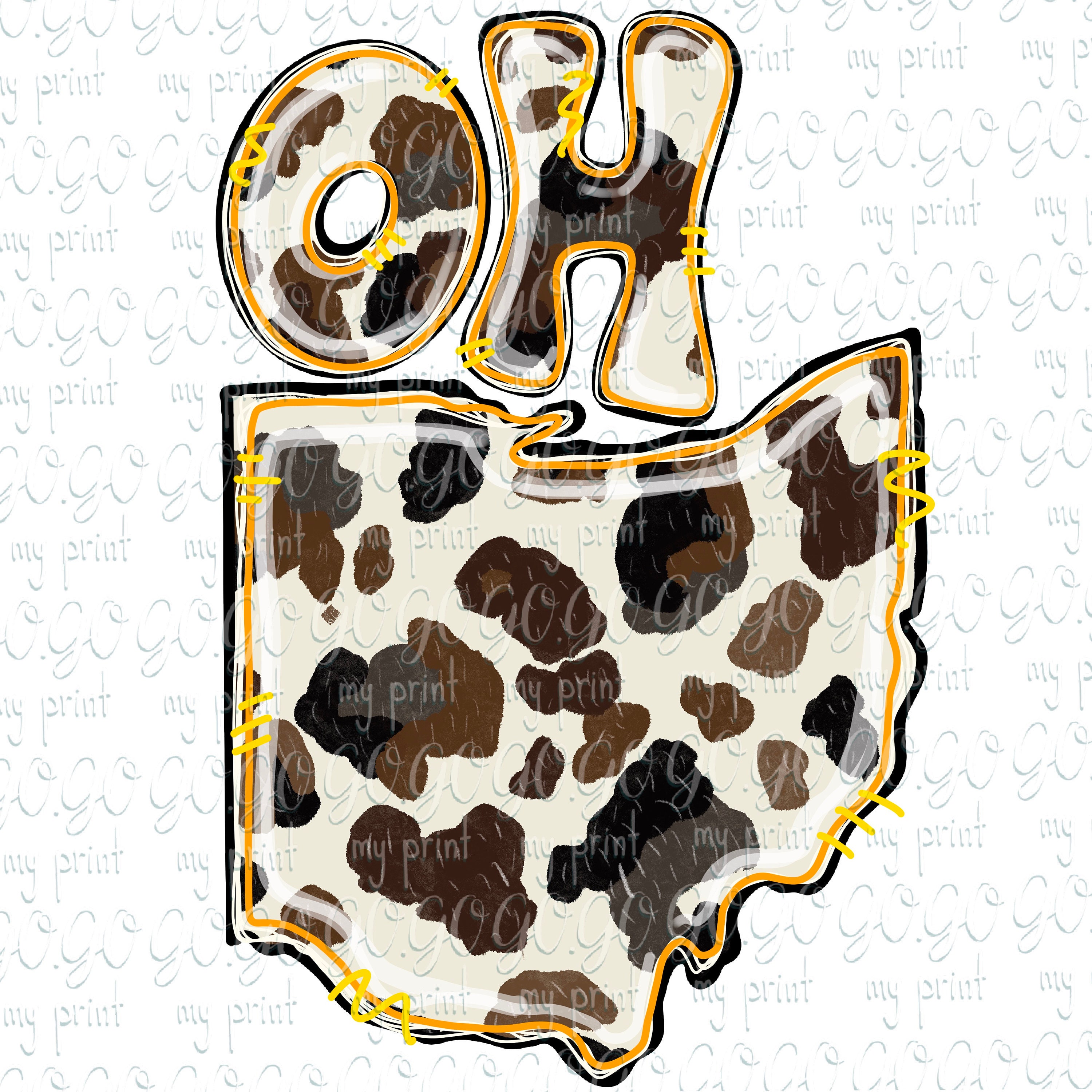 OH Ohio State Sublimation Designs Png Cowhide Cow Png Sublimation Cowhide Download Digital File Cow Clipart svg no file