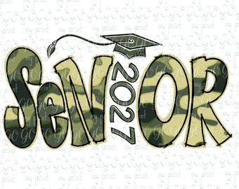 Formandos de 2027 PNG, Estampa camuflada para camisetas, download digital.