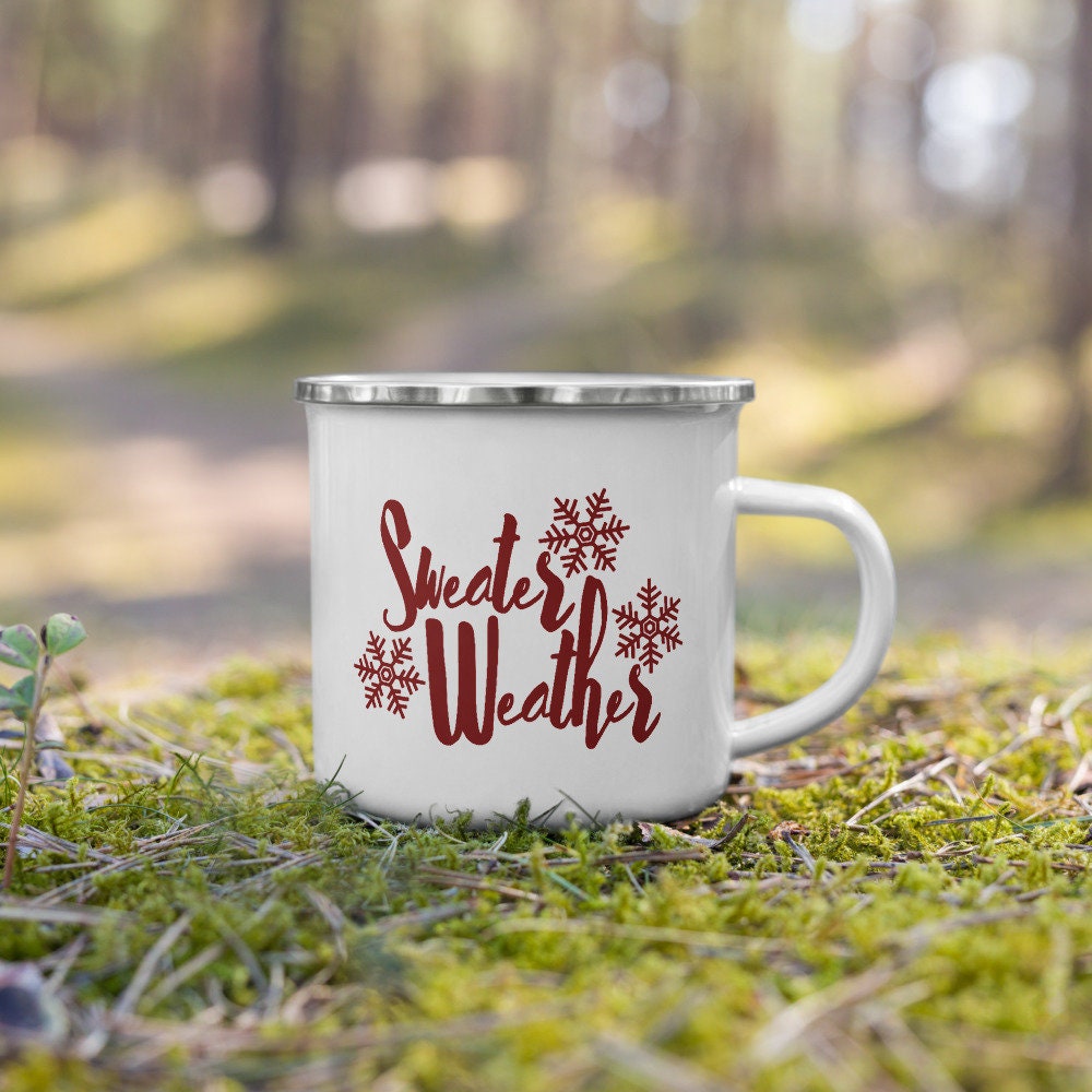 Sweater Weather Let's Cuddle Campfire Coffee Mug Fall Coffee Mug Coffee  Lover Gifts Winter Coffee Cup 15 Ounces 