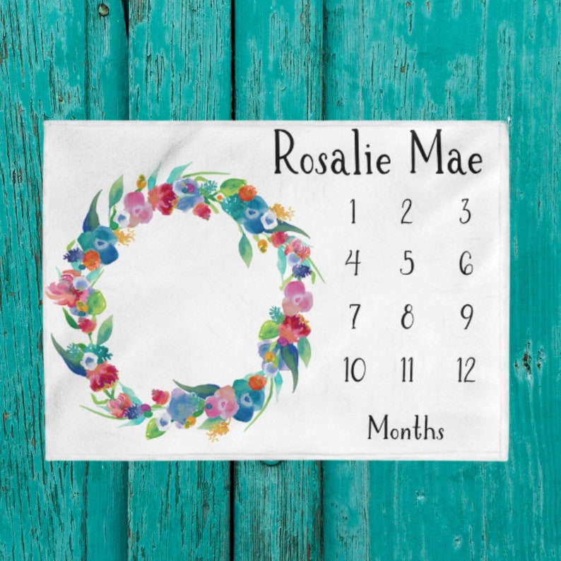 Personalized Baby Milestone Blanket Girl Baby Shower Gift Etsy