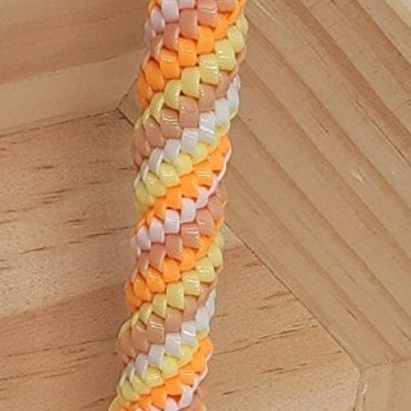 Sweet Peach Spiral Boondoggle Zipper Pull Gimp Lanyard Rexlace Plastic Lacing Key Chain