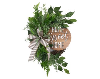 Everyday Home Sweet Home Wreath for Front Door, Counrty Cottage Everyday Wreath, Twig Wreath for Front Door.