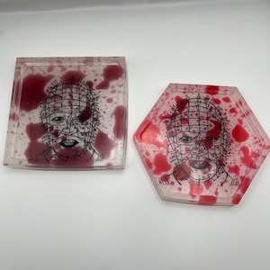 Blood Splatter, Hellraiser, Trinket Dish, Jewelry Tray, Catchall, Coaster, Horror Movies, Halloween Decor, Pinhead, Gift for Friend, Horror