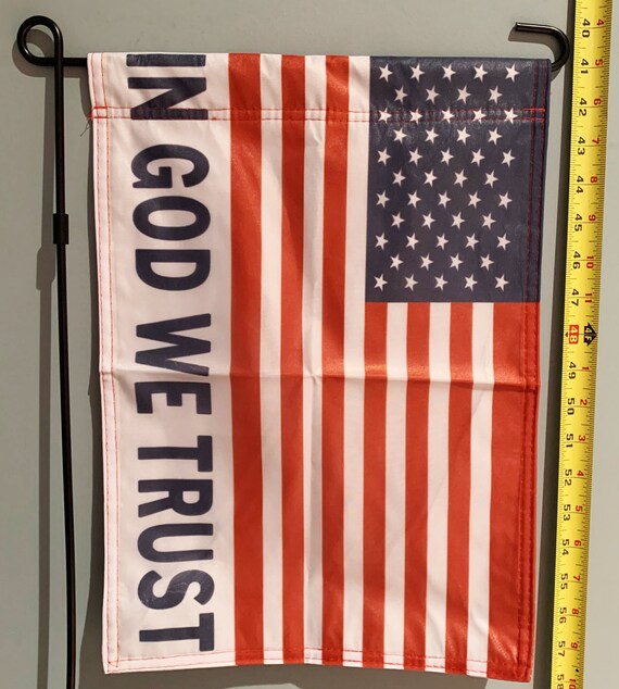 American Garden Flag FREE SHIPPING USA America Proud Veteran In God We Trust Flag Veterans Army Navy Trump Desantis Biden Sign Poster 12x18&quot;