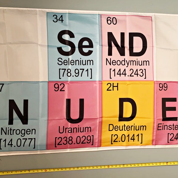 Send Nudes Flag FREE SHIPPING Send Nudes Periodic Table Tits Out For Boys Send Nudes Black Flag Sign Poster 3x5'