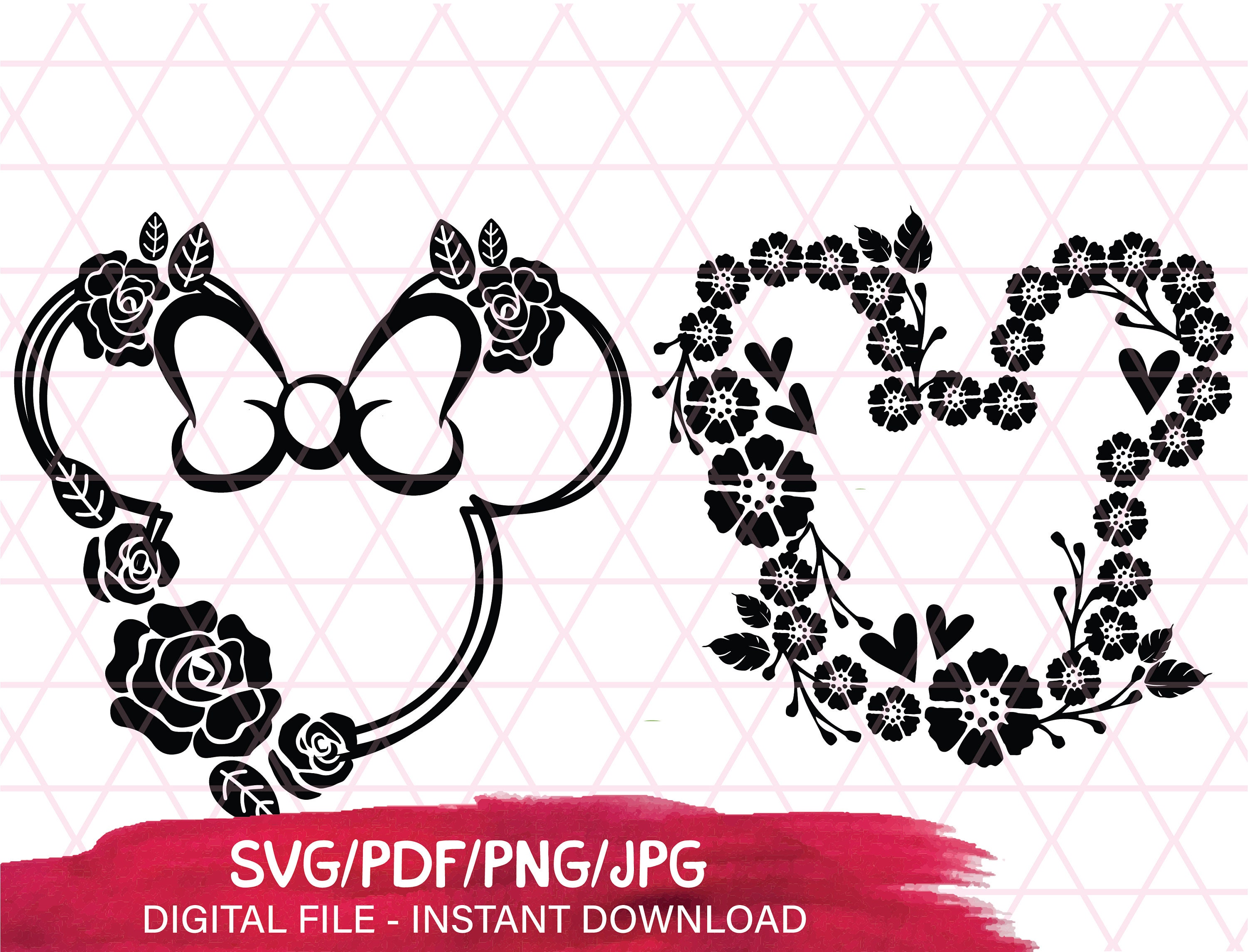 Minnie mouse svg flower Disney minnie floral svg Mickey svg | Etsy