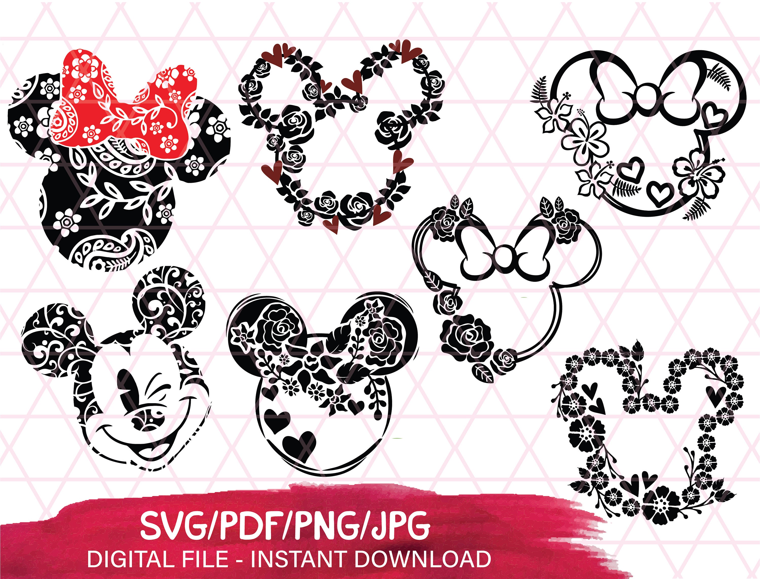 Minnie Mouse Svg Flower Disney Minnie Floral Svg Mickey Svg Etsy Images