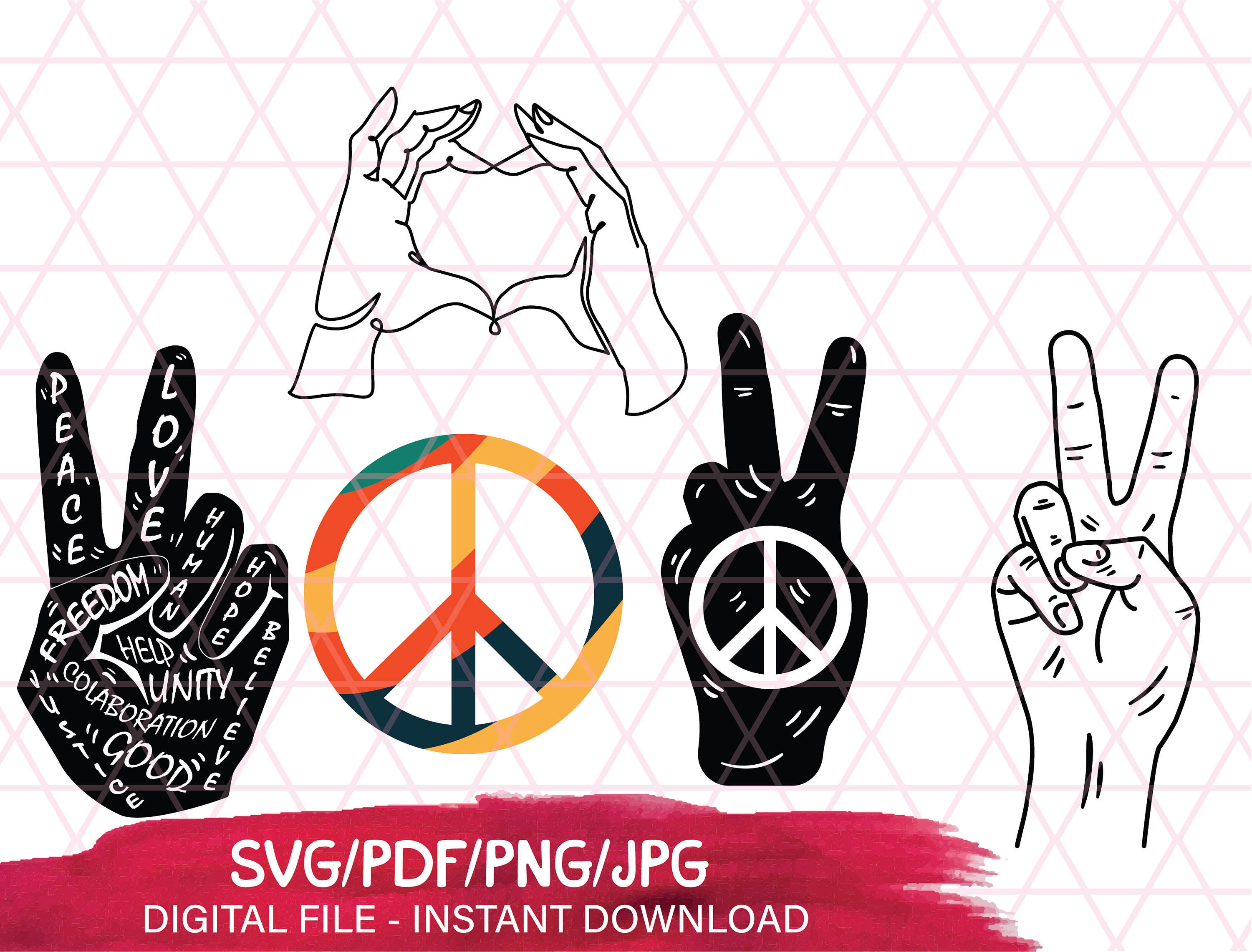 Download Love svg Peace svg Freedom svg Hand peace svg Hippie decor ...