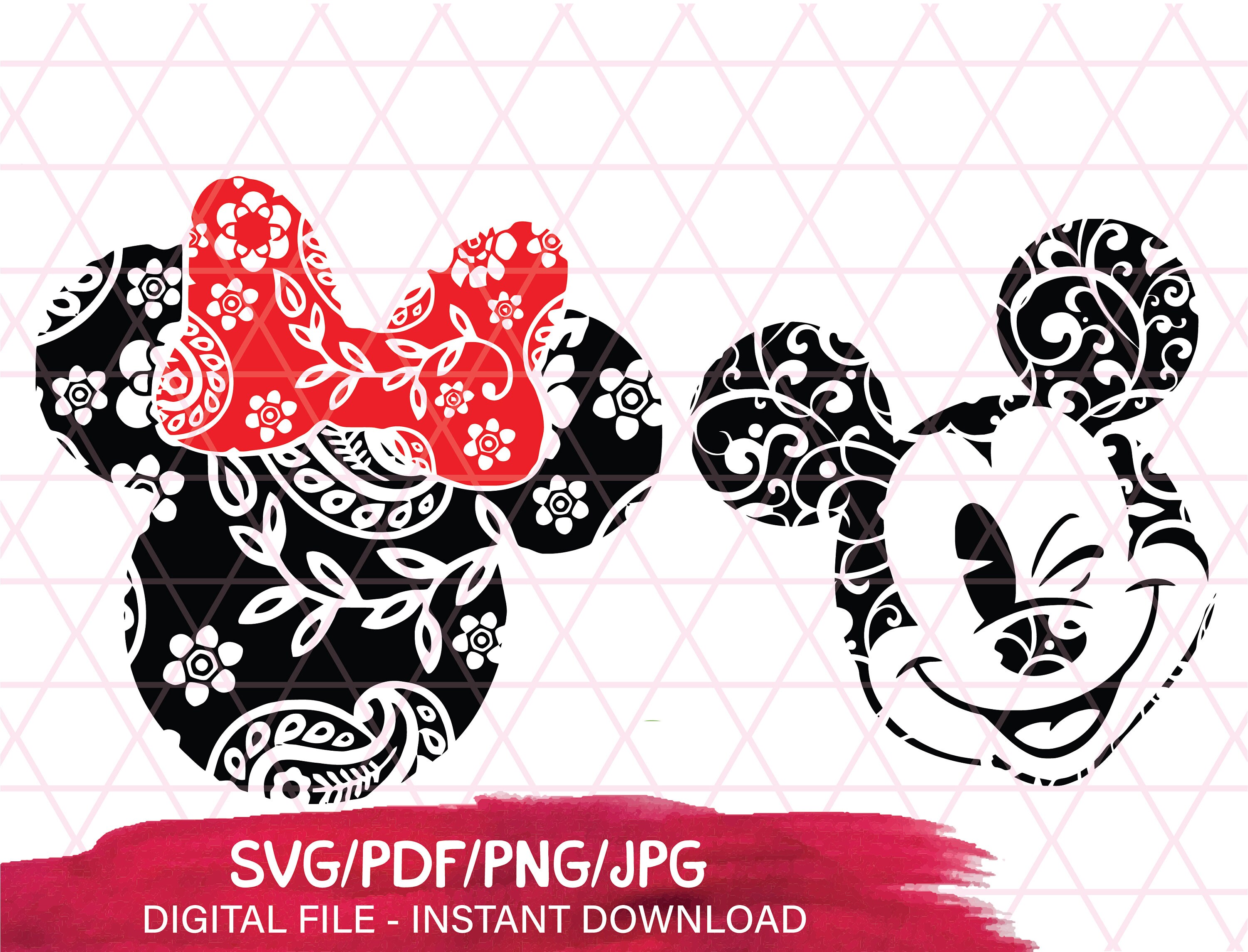 Minnie Mouse Svg Flower Disney Minnie Floral Svg Mickey Svg Etsy