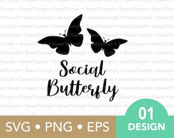 Social Butterfly • svg, png, eps • Digital Download • Cut file for Cricut, Silhouette