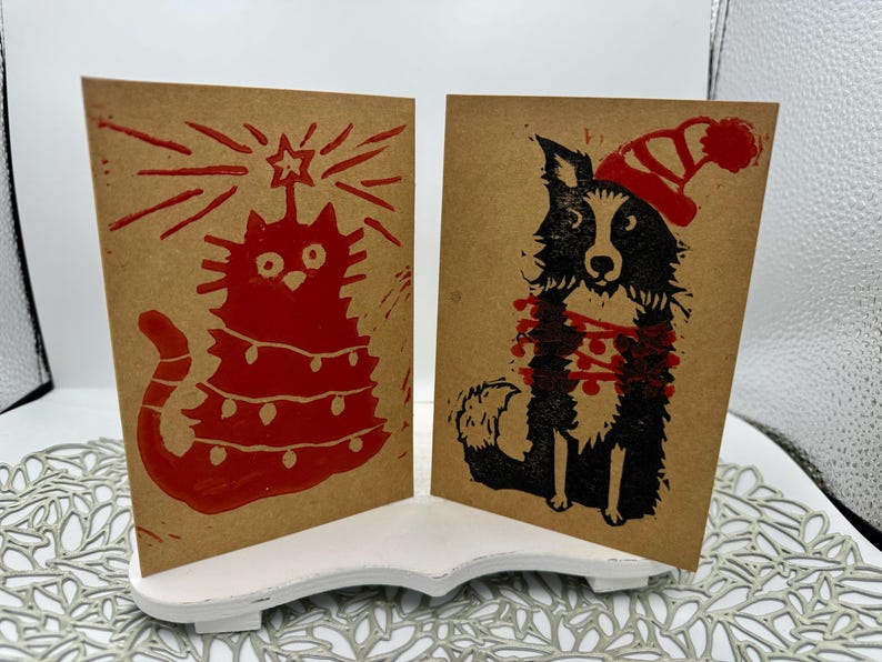 Funny Dog Christmas Card: Handmade Pet Lover Holiday Card - Etsy