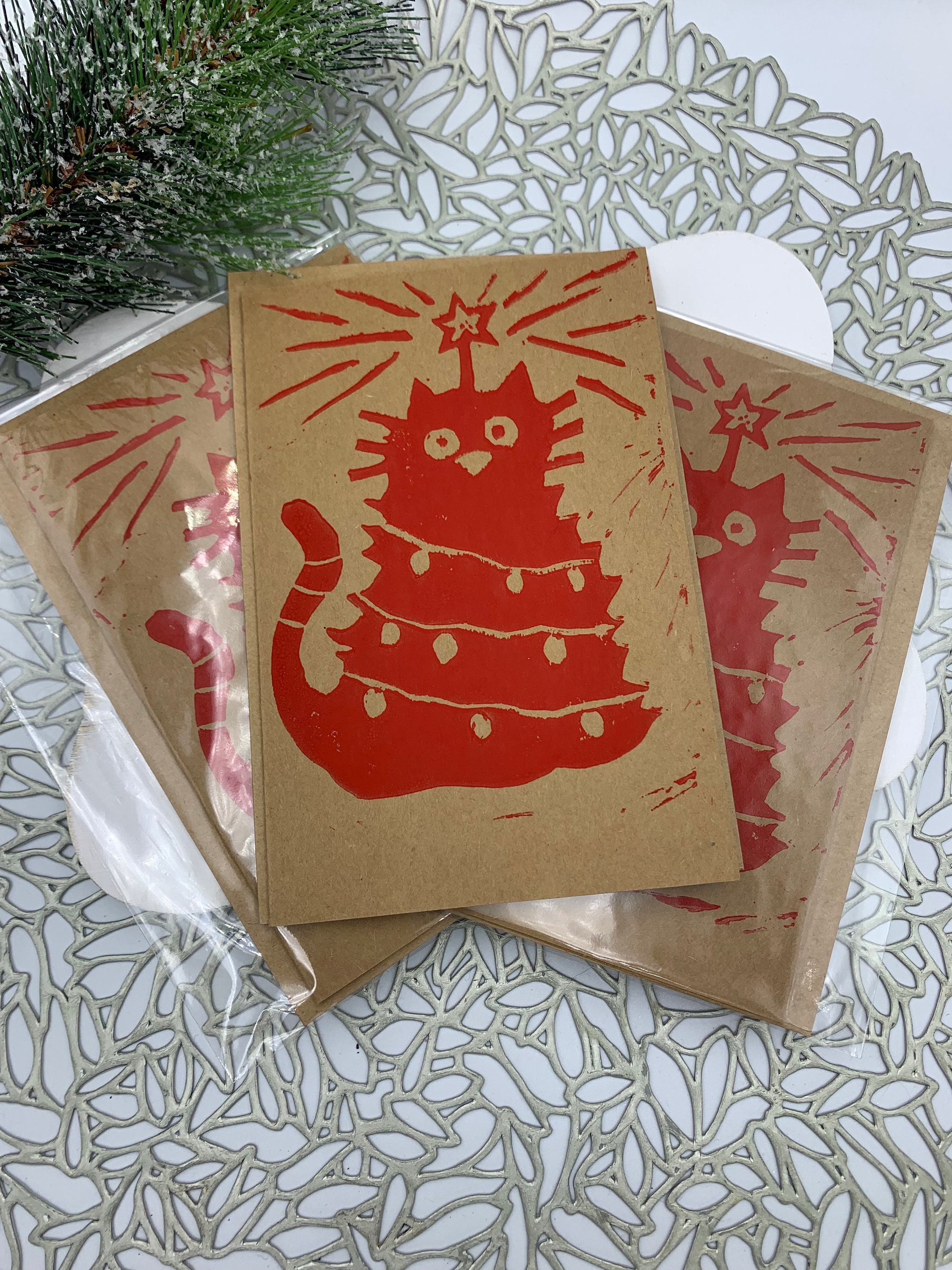 Funny Handmade Christmas Cat Card: Holiday Pet Card - Etsy