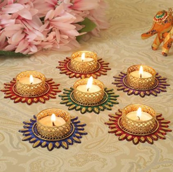Tealight Candle Holder Set of 3 Handmade Decorative Candle Holders | Unique Gifts for Girlfriend Wife Her Wedding Romantic Decor Tea Lights | 4.7 inch