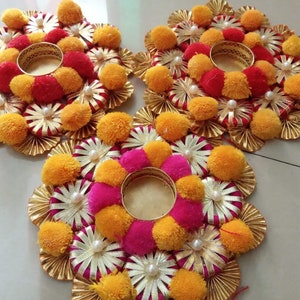 Rangoli, Home Decor, Gift for Women, Housewarming favors, Wedding Gift, Floral Mats, Tea Party Decor, Diwali Gift
