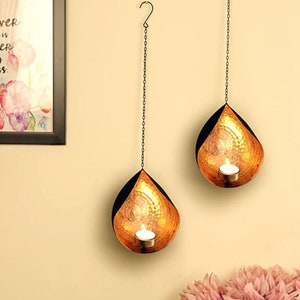 Metal Wall Hanging Tealight Candle Holder, Indian Diwali Gift, Decorative Hanging, Iron Lantern, Birthday Gift, Housewarming Gift