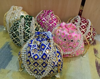 Indian Mirror Potli, Women Potli Handbag, Wedding Gifts, Clutch Purse, Wedding Favours, Wholesale Lot, Return Gifts