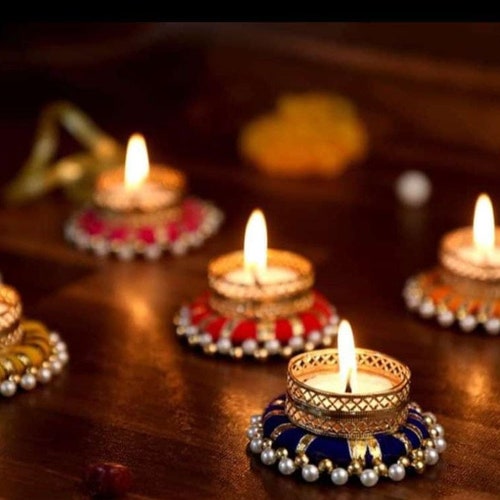 100 Pcs Multi Color Tea Light Holders Diwali Decor Handmade Etsy India