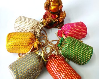 Traditional Indian Silk Dot Potli, Women Handbag, Christmas Gift, Clutch Purse, Wedding Favor, Wholesale Lot, Return Gift