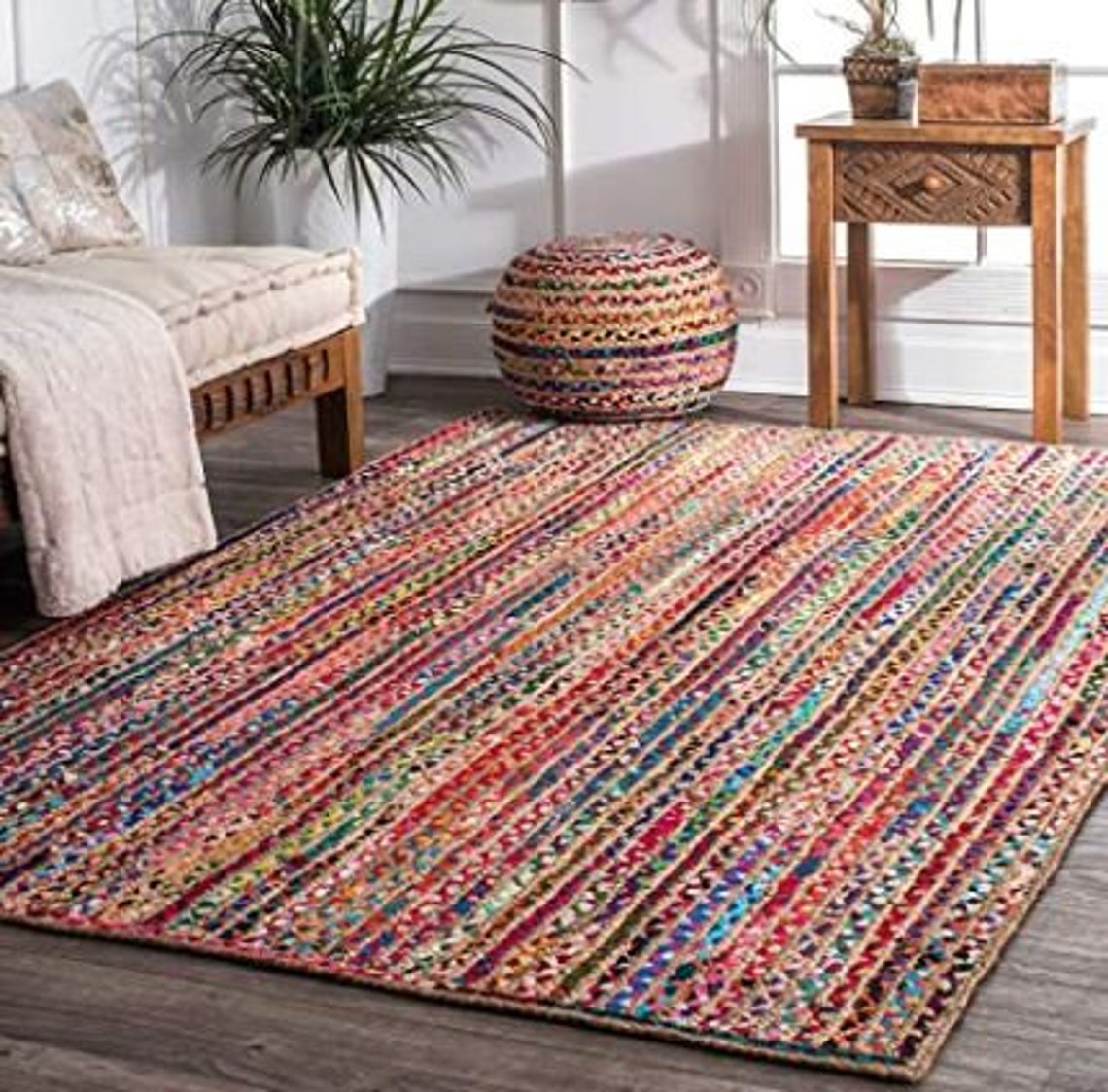 Pack of 2 Round Multicolor Braided Traditional Rugs Jute Etsy