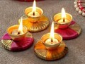 Set of 4 Diyas, Diyas for Diwali, Colorful Diyas, Handmade Diyas, Diwali Diya for Home D\u00e9cor,Diwali Decoration, Diwali Gift,Diwali Gift Pack