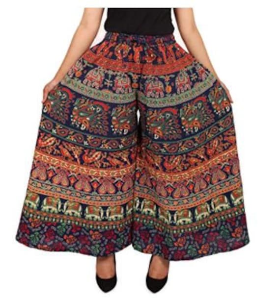 Buy Cotton Women's Regular Fit Jaipuri Printed Divider Palazzo Pant free  Size, Cotton Pant, Indian Pants, Rajasthani Palazzo, Pants Online in India  - Etsy