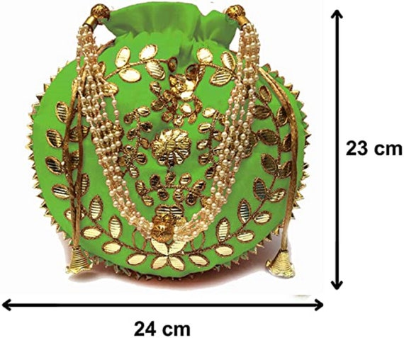 Potli Bag 5 pc Gift Idea Indian Gotta Patti Pouches 9x7 inches Jewelry Bags 