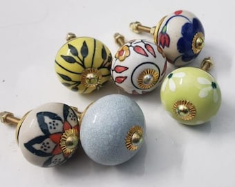 10 Pcs Multi Color Ceramic Drawer knobs for Dresser Wardrobe Cabinet cupboards Door knobs Drawers Handle Children Drawer Pull Hand Painted