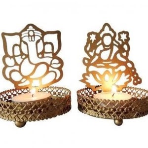 Set of Lakshmi Ganesha Idol Tealight Candle Holders, Shadow Diyas, Home Décor, Festive Decoration, New Diwali Gift, Candle Holder