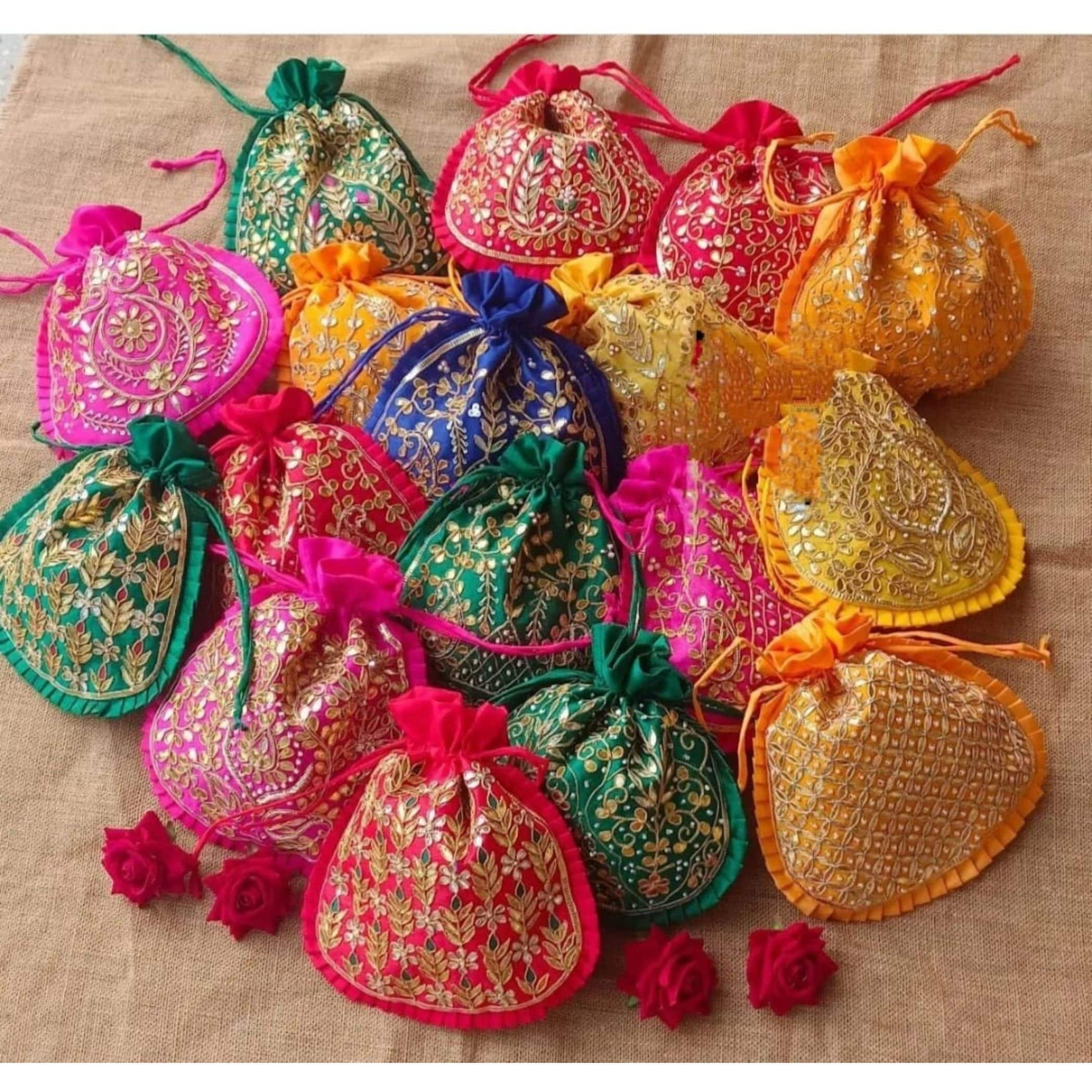 Shop Traditional Kolam Fabric Bags For Return Gifts Online in USA