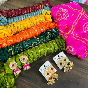 Wholesale Bandhani Silk Dupatta And Earings, Dupatta 2.25 Meter Free Size, Wedding Gift, Return Gift, Bridesmaid Gift