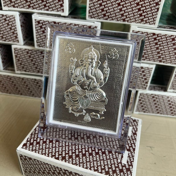 Cadres photo Ram Darbar, Ganesh et Hanuman en argent pur, cadre argenté Dieu indien, cadres photo ornés en métal argenté, cadres dieu indien argenté