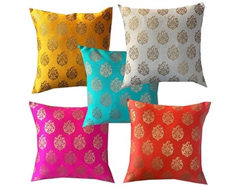 Pack of 10 Silk Cushion Covers, Sofa Cushion Covers , Birthday Gift, Indian Decorative Throw Pillow, Decorative Cushion Covers