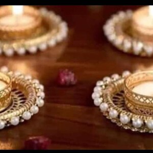 Golden Color Tea Light Holders, Diwali Diyas, Diwali Gift, Home Decor, Diwali Decor, Candle Holders, Tealight Holders, Table Top