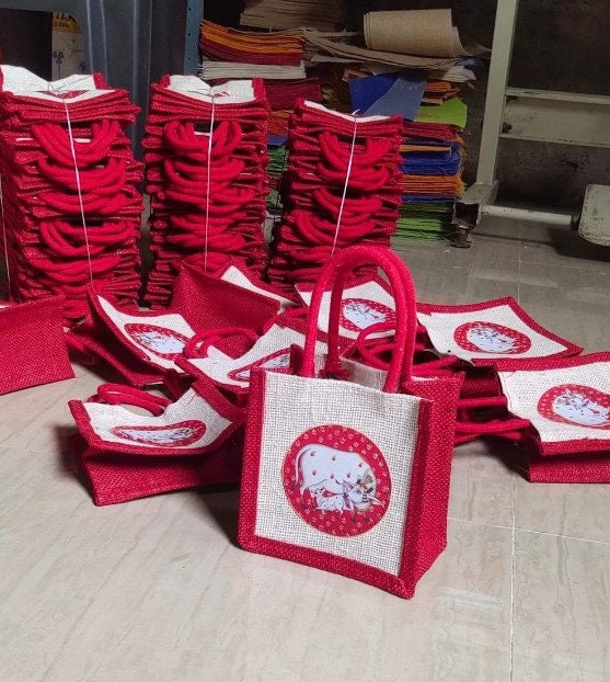 crafo Printed Marriage Return Gift Jute Bags, For Function
