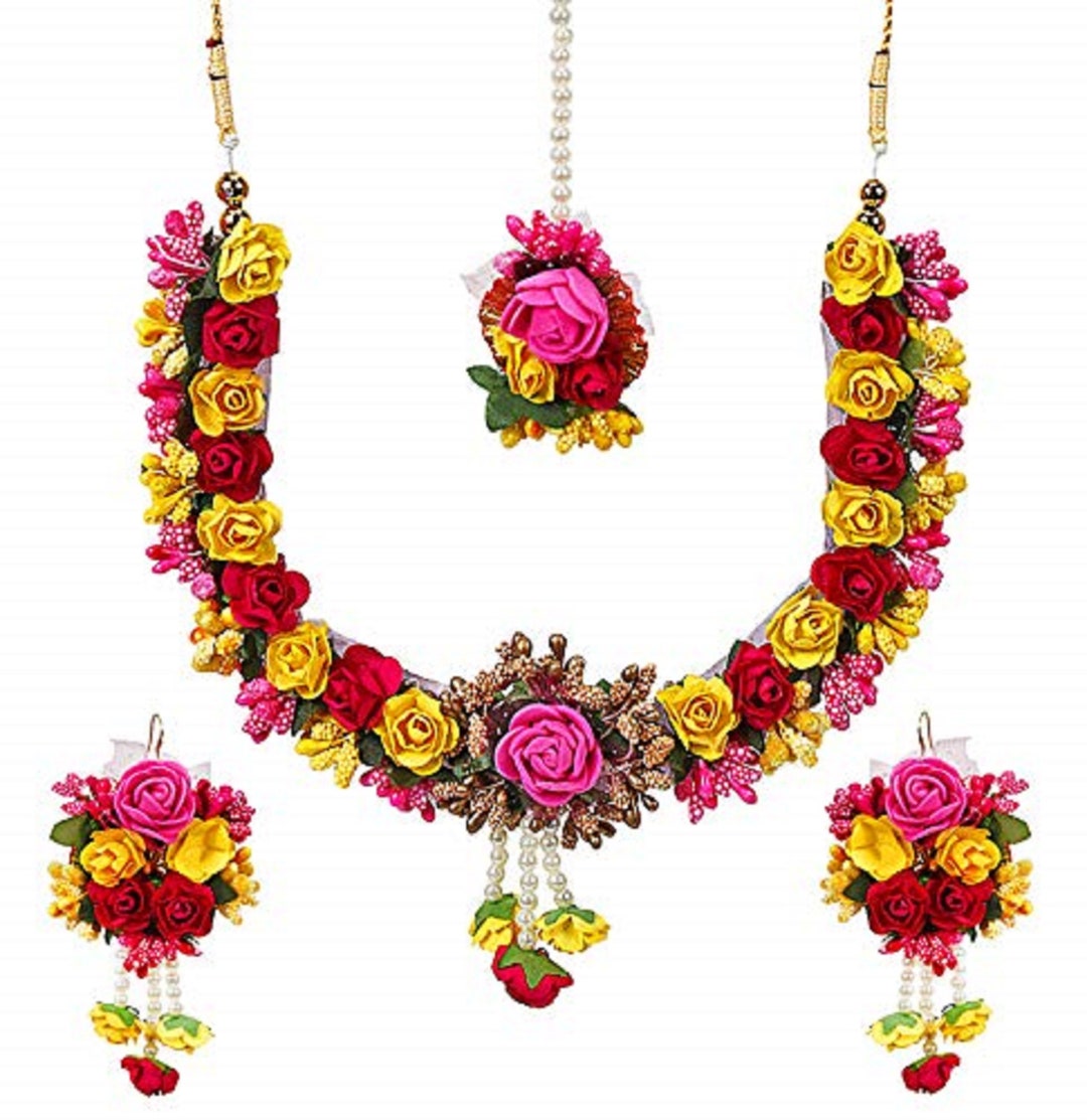 Floral Jewellery Set for Women Flower Gota Patti Necklace Etsy