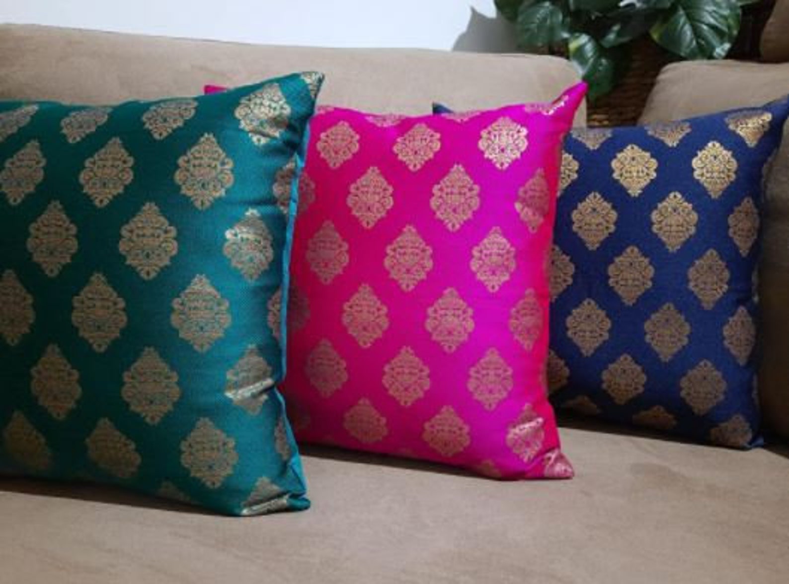 Buy Set of 4 Silk Cushion Covers 16x16 Inches Sofa Cushion Cover Online