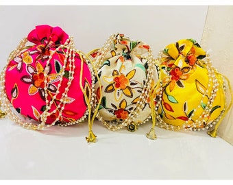 Wholesale Multicolor Ethnic Potli Bag For Women Rajasthani Silk Potli Bag, Mother's Gift, Clutch Purse, Wedding Favours, Diwali Gift