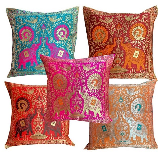 Handmade Beige Velvet Cushion Cover – 16x16 Inch Indian Bird Floral Pattern With Zipper
