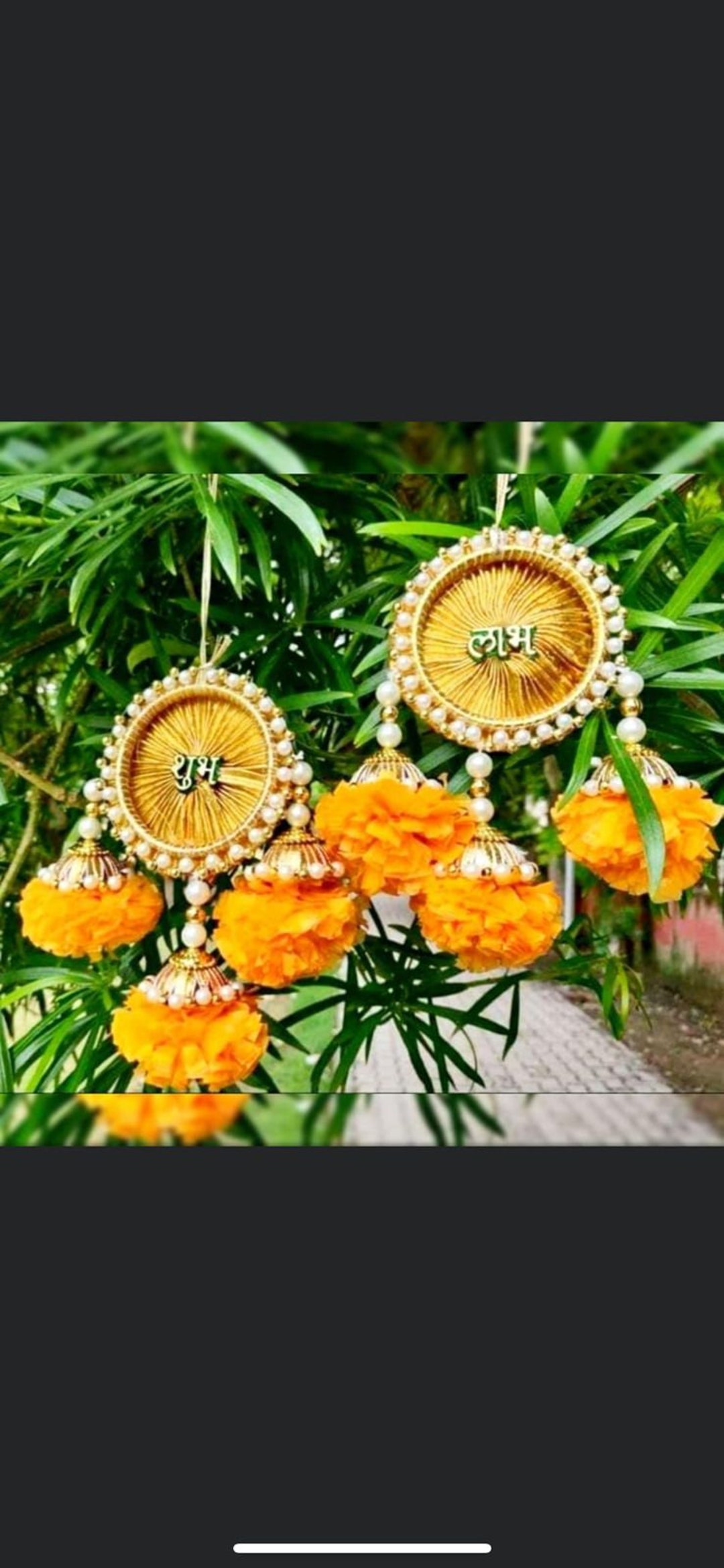 Diwali Decor Handpainted Wooden Shubh Labh Hangings (Set of 2)