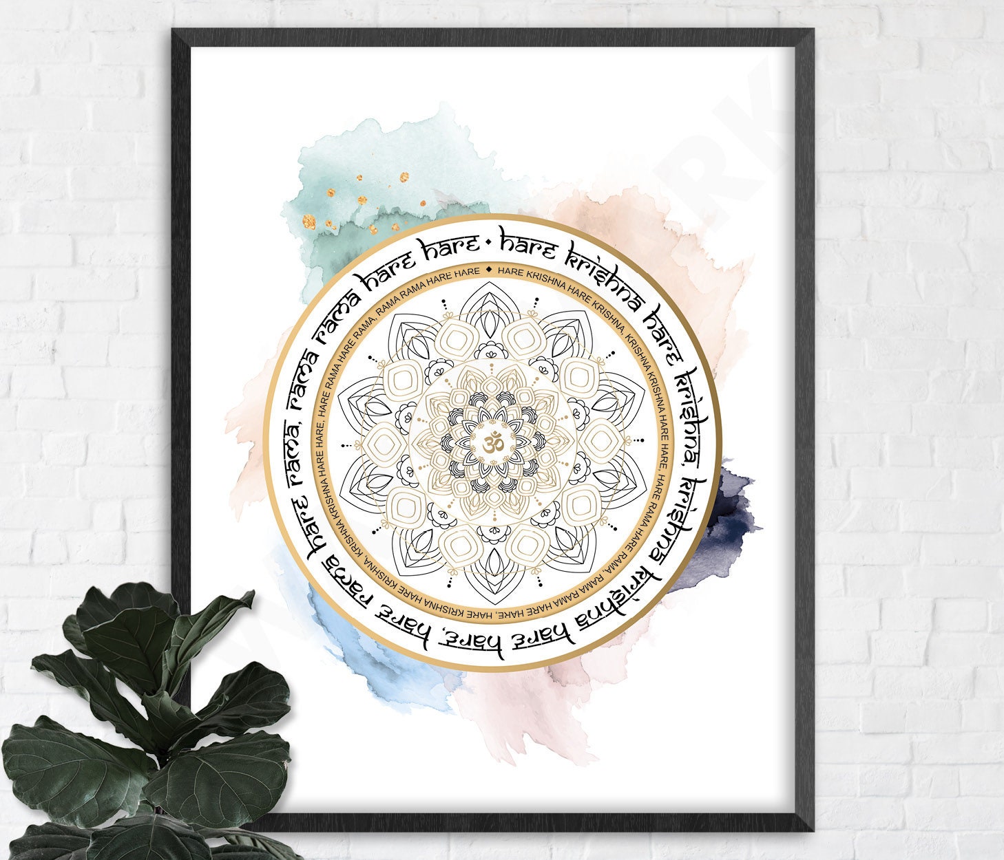 Hare Krishna Mantra Mandala Krishna Wall Art Krishna Print 