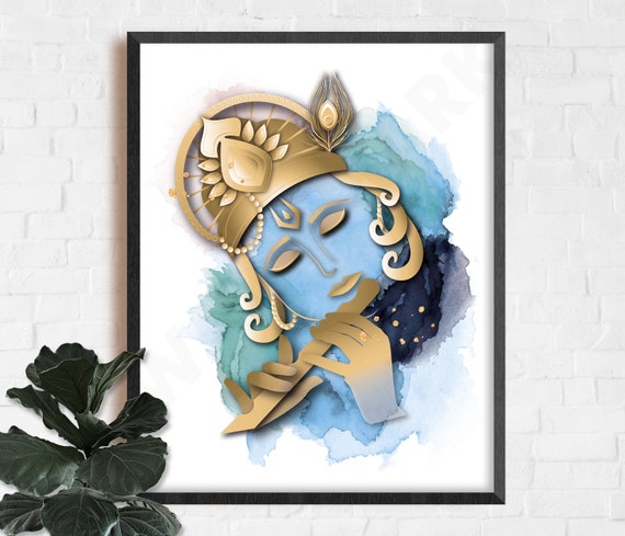 Hare Krishna Mantra Mandala Krishna Wall Art Krishna Print -  Denmark