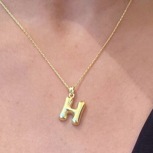 Bubble Letter Necklace Personalized 