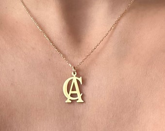 Double initial Necklace, Custom Two Letter Pendant, Two Initials Necklace, Personalized gift, Couple necklace, Custom Initial Gift