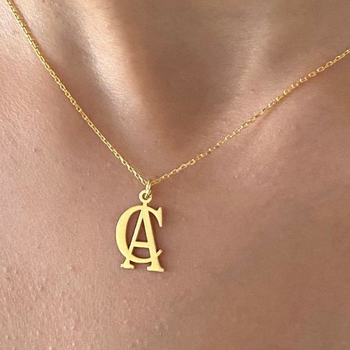 Double Initial Necklace Custom Two 